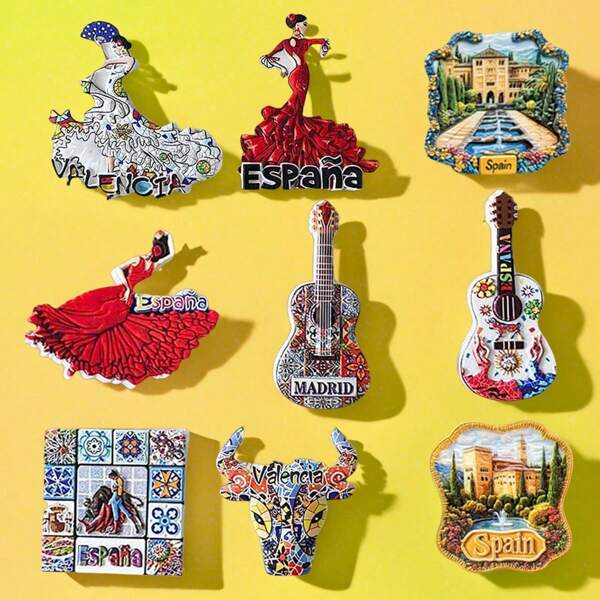 1 peça de ímã magnético de geladeira para lembrança da Espanha, 3D, Palácio de Alhambra, acessórios decorativos criativos para casa