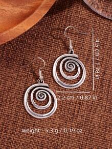 1 Pair Vintage Style Metallic Geometric Round, Square, Hollow, Asymmetrical Spiral Earrings, Everyday Use For Women