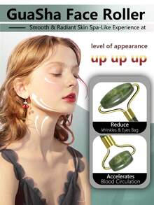 Facial Gua Sha Massage Tools Pink Massage Tools Women Portable Female Beauty With Roller Massager And Gua Sha Board For Face And Body,Beauty,Skin Care Products,Spa,Self Care,Skin Care Tools,Face Care,Esthetician Supplies,Massage,Face Massage Tool,Face Roller - Green - View 2