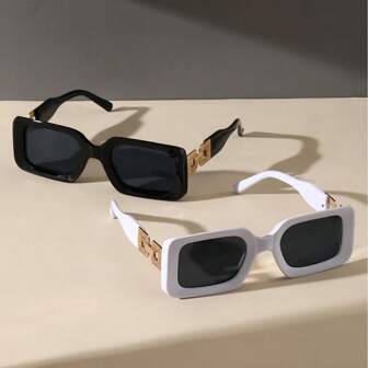 1/2/3pcs Retro Square Frame Solid Color Minimalist Stylish Fashion Glasses