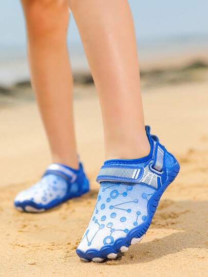 Quick-Dry Kids Outdoor Sports Shoes, Water Shoes, Beach Shoes, For Boys & Girls Ages 3-14, Breathable, Swimming, Beach, Water Play, Rubber Non-Slip Sole, Elastic Strap Magic Dual Anti-Slip, Cartoon Tropical Series