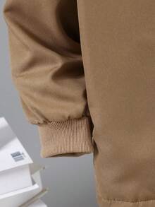 秋冬季青少年男孩休闲时尚实用保暖内衬连帽夹克 - 卡其色 - 查看 4