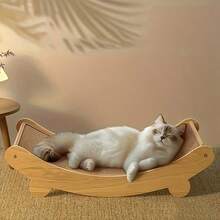 High-Quality Wooden Cat Scratching Post With Curved Cat Bed - Sturdy Furniture Protector, Durable Velvet Material, Easy Assembly, Space Saving Design, Including Replacement Pads & Claw Care Accessories - Essential For Indoor Cats - Multicolor - View 5