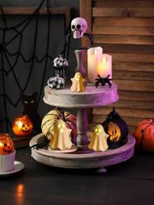 1 件哥特式陶瓷鬼魂亮灯，万圣节鬼魂装饰，小白鬼魂雕像，适用于万圣节室内家居装饰，万圣节派对装饰摆件