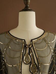 优雅亮片串珠披肩，饰以闪亮水钻，黑金配色，是婚礼和正式场合的完美配饰，尽显奢华气质，亮片点缀更添精致，亦可作为婚礼宾客披肩。 - 多色 - 查看 4