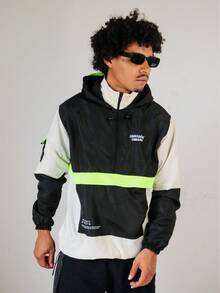 ANORAK URBAN CHAMELEON WINDCUT JACKET HOOD Autumn Spring Oversized Knot Zipper Men's - 霓虹綠 - 查看 3