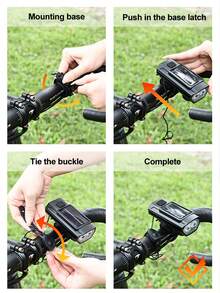 X-TIGER 太阳能自行车灯套装带喇叭，120dB 可充电，适用于山地车和公路车，前灯手电筒带尾灯 - 彩色 - 查看 6