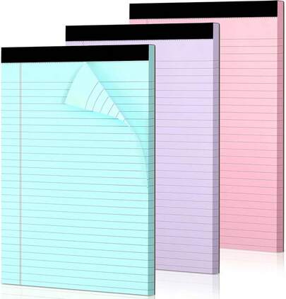 3 Pack Legal Pads Refills Note Pads, Writing Pads 8.5 X 11 Inches, Memo Pads Lined Writing Note Pads, Letter Size Legal Pad Wide Ruled Lined Pads Legal Rule School Office(30 Sheet Per Pads)