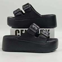 女士厚底户外沙滩人字凉鞋，简约时尚防滑耐磨休闲拖鞋，夏季 - 黑色 - 查看 6