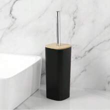 Un cepillo de inodoro de bambú y madera con mango largo, un conjunto de limpieza de inodoros para uso doméstico para inodoros, baños y letrinas, una herramienta mágica sin partes muertas