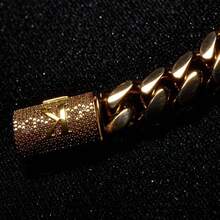 New Capital Letter A-Z Letter Curb Link Miami 14MM Bracelet Initial 18K Gold Plated Stainless Steel Hip Hop Diamond Cuban Chain CZ Detail Women&Men's Alphabet Jewelry Name - 金8.5寸 - 查看 7