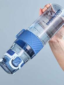 1个1000毫升/800毫升/600毫升户外运动便携水瓶，带吸管，耐用，绿色，带安全盖和提手，适合日常通勤、户外露营、办公、户外活动、万圣节、圣诞节和新年礼物 - 彩色 - 查看 7