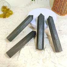 Natural Crystal Stone Black Schungite Tower Handmade Quartz Stone Single Point Home Decor Mineral Collection Gifts