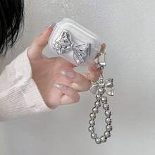 韩式电镀蝴蝶结链耳机盒适用于 Apple 4/Pro 2/2/3，软壳 - 完美的情人节礼物