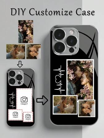 1pc Customizable Personalized Photo Design Electroplated Tempered Glass Phone Case, Compatible With Samsung S24 Ultra/S25 Ultra And Apple 17 ProMax/16 ProMax/15 Pro/14 Plus/13 Pro/12 Pro Max/11/Xs Max/8/7/6 Plus. Design With Your Own Photos (Selfies/Family Photos/Pet Photos/Friend Photos). Ideal Gift For Mom, Girlfriend, Boyfriend, Family, Friends.