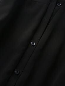 Women's Fashionable Elegant Versatile Solid Color Lantern Sleeve Blouse Black Summer - Black - View 5