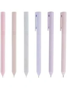 6支装旋转中性笔旋转笔0.5mm子弹头签字笔办公文具学生速干莫兰迪色差笔碳素笔