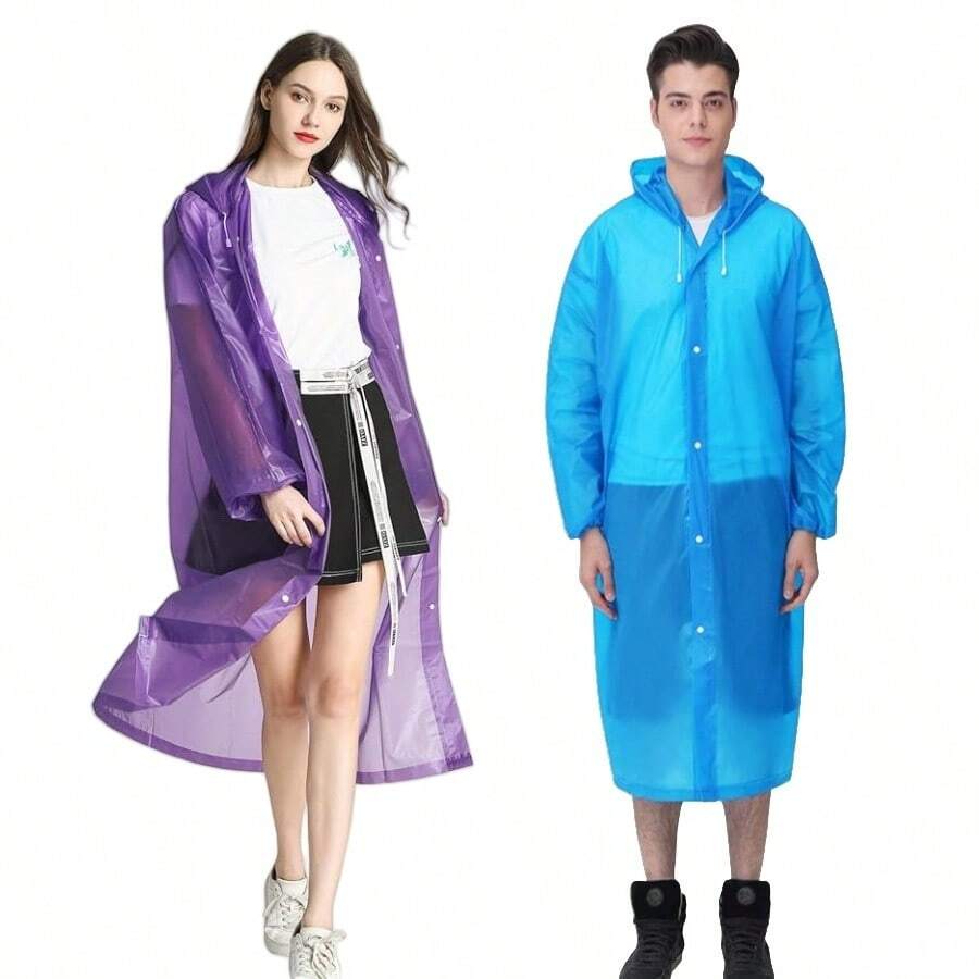 1pc Thick Waterproof Full Body Rain Poncho, Long Sleeve Adult Outdoor Cycling Hooded Raincoat, Hiking Rainwear