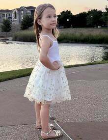 2025Toddler Girls Tulle Dress Rainbow Tutu Birthday Princess Dresses Formal Photo Shoot Outfit Summer Clothes 2-6T'Sprout Style' - 白色 - 查看 7