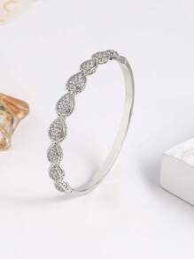 1 Conjunto pulseira e anel com zircônia cúbica em formato de lágrima, presente elegante e da moda para mulheres