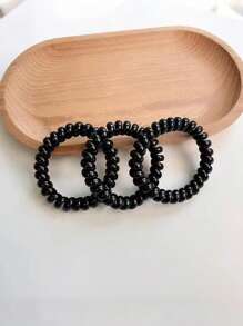 12 件女士优雅奶油色黑白透明发带，高弹力且不损伤发圈发饰，马尾辫夹，发圈，发绳 - 彩色 - 查看 6