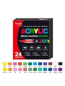240 Color Direct Liquid AcrylicMarker Pens,Students Use ArtProfessional Drawing Drawing ColorSoft-Head Marker Paper-TightStackable Diy Graffiti Coloring BookColoring Pen Can Draw Glass StoneWaterproof Body Painting BrushChristmas Gift - Multicolor - View 21