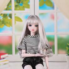 Men Cosplay Wigs - Flequillo gris plateado de 3 puntos para cabello rizado - Ver 2