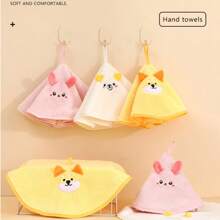 1 pieza Toalla de mano de felpa coral con forma de galleta en forma de queso y globo terráqueo, toalla pequeña redonda absorbente con colgador, toalla de mano bordada con diseño de animal lindo para baño y cocina, toalla pequeña redonda absorbente y de secado rápido para uso doméstico