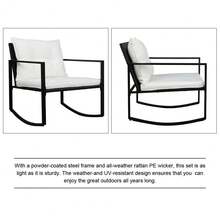 4 Piece Outdoor Conversation Set PE Wicker Black With Cushions, Patio Conversation Set, Rattan Sofa Set For Garden, Deck - A - 查看 6