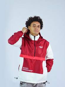 ANORAK URBAN CHAMELEON WINDCUT JACKET HOOD Autumn Spring Oversized Knot Zipper Men's - 紅色的 - 查看 2