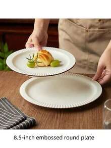 8寸日式黑线白陶瓷盘（1个/2个/4个）、8寸日式黑线白陶瓷盘1个+8.5寸压花圆盘1件套、8寸日式黑线白陶瓷盘1个+9寸牛排盘1件套、8寸日式黑线白陶瓷盘1个+8.66寸草帽盘1件套 - 黑與白 - 查看 7