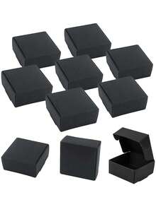 10/30pcs Mini Gift Boxes Black Kraft Paper Box Packaging Paper Box Gift Box Suitable For Holiday Party Gifts, Small Gift Boxes Suitable For Weddings, Birthdays, Christmas, Valentine's Day, Mother's Day, Bachelorette Parties, Party Supplies, Party Decorations - Black - View 6