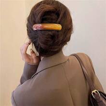 1pc Retro Elegant Leopard Print One-Piece Oval Spring Clip Hairpin, Suitable For Ponytail And Short Hair With Less Volume, Claw Clips - Multicolor - View 4