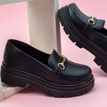 Glady Modern Social Soft Light New Arrival Girls' Tractor Oxford Moccasin - 黑色 - 查看 1