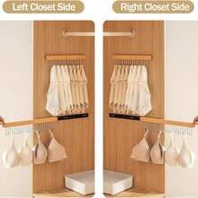 Colgador de ropa de madera retráctil con 8/12 ganchos, colgador de almacenamiento de sujetador multifuncional, colgador de armario montado en la pared, organizador de ropa - 12 ganchos (izquierda) - Ver 4