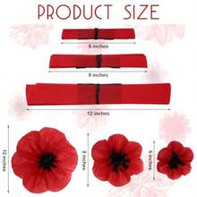 CZ WILLBOND 18 Pcs Artificial Red Poppy Flowers Large Poppies Fake Flowers For Wicked Birthday Veterans Day Carnival Back To School Party Backdrop Poppy  1439 - RedAndBlack - View 2