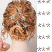 5pcs Women Elegant Rhinestone Pentagram Small Hair Clips, Simple Design For Daily And Party Use, Claw Clips, Hair Claws, Hair Slide, Hair Barrettes, School Stuff