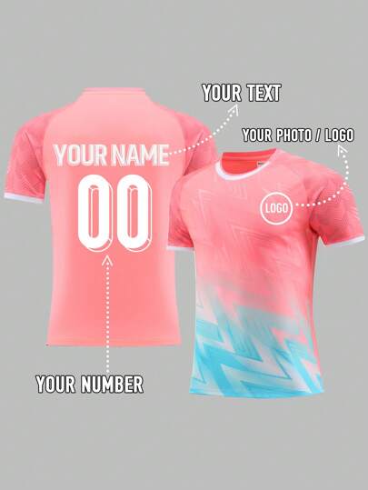 Custom Personalized Design Logo, Name And Number Women's Soccer Jersey, Quick-Drying Breathable, Moisture-Wicking, Professional Team Uniforms, Suitable For Sports Like Football, Badminton And Volleyball, Unisex For Couples, Spring/Summer