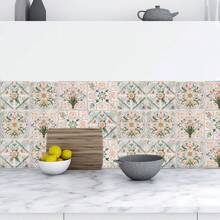 10 pièces Papier peint autocollant floral, Stickers muraux en PVC pour cuisine, Décoration murale à domicile pour chambre à coucher, salon, salle de bain, Accessoires de cuisine DIY, Articles de cuisine, Décoration de cuisine, Papier peint mural, Décoration murale