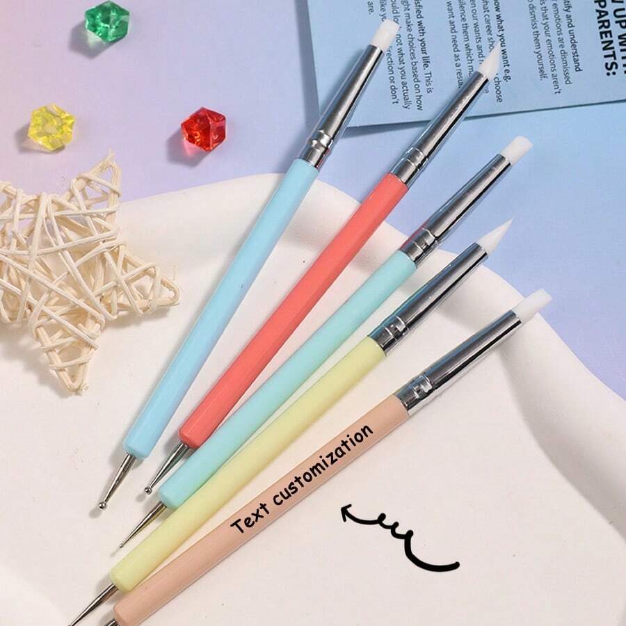 5 件超轻粘土娃娃脸部细节工具、双头硅胶造型笔、纹理笔、指纹去除剂、学校用品、返校 - 雙頭雕刻筆 - 查看 1