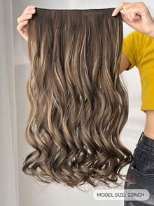 20-Inch Curly Wavy Invisible Hair Extensions, Chestnut Brown With Golden Highlights, Adjustable Size And Detachable Clips For Women - Multicolor - View 4