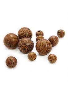 Wooden Beads Crafts Brown Round Beads, Wooden Spacer Beads Loose Craft Beads For Making Bracelet Necklace Jewelry - Brown - View 4
