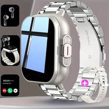Orologio intelligente 2 in 1 con auricolari integrati, display ad alta definizione, tracker fitness multifunzione, chiamate senza fili e controllo musica, batteria ricaricabile, cinturino in silicone, cassa in lega di zinco, include 2 auricolari comodi, compatibile con telefoni Android