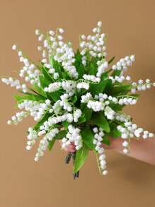 1 pieza / 10 piezas Ramo artificial de lirios Tallo de flor artificial de plástico verde Usado para bodas, novia, ramos blancos, jardín, habitación, escritorio, florero, decoración del hogar