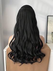 Tóc nối kẹp hình chữ V, màu đen, dài 20-22 inch, kiểu tóc xoăn gợn sóng tự nhiên, chất liệu sợi tổng hợp. - màu đen - Xem 5