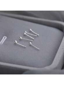 2/4件套简约花卉耳钉，仿蛋白石银针耳环 - 復古銀色 - 查看 4