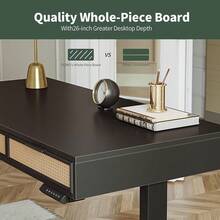 48X26 Hes Boho Style Height Adjustable Electric Standing Desk With 3 Rattan Drawers, 48X26 Hes Stand Up Desk With Large Storage - Multicolor - View 5