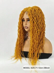 28" Micro Senegal Twist Box Braided Wig – Glueless Lace Front Synthetic Knotless Braids For  (#613, Honey Yellow) - SYellow - View 5