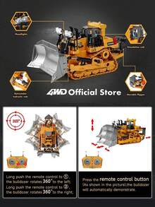 1pc Alloy Remote Control Engineering Excavator Toy, 2.4G RC Construction Vehicle, Rechargeable Realistic Dump Truck Digger Model, Gift For Boys - Multicolor - View 10