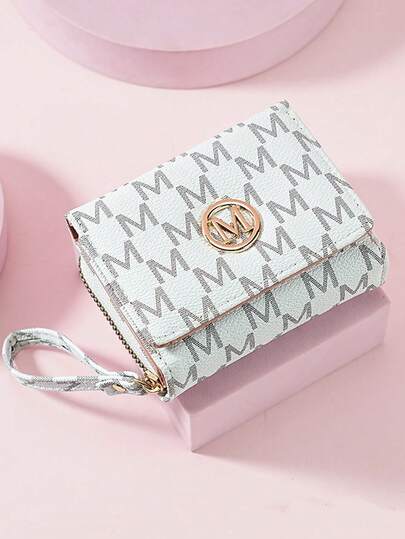 全新时尚复古女士钱包 多卡位 字母印花 拉链开合 腕带 小巧尺寸 适合日常使用 返校 毕业 生日 女士礼物 钱包 迷你钱包 钱包 小钱包 可爱钱包